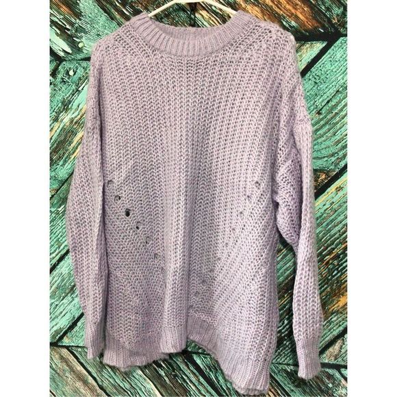 American Eagle Outfitters Sweaters - 90’s American Eagle Lavender Chunky Knit Oversized Sweater Size Small 🦅